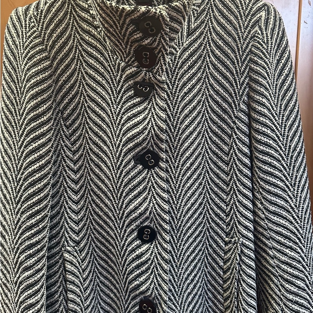 Via Spiga Black and White Chevron Coat - Picture 3 of 4